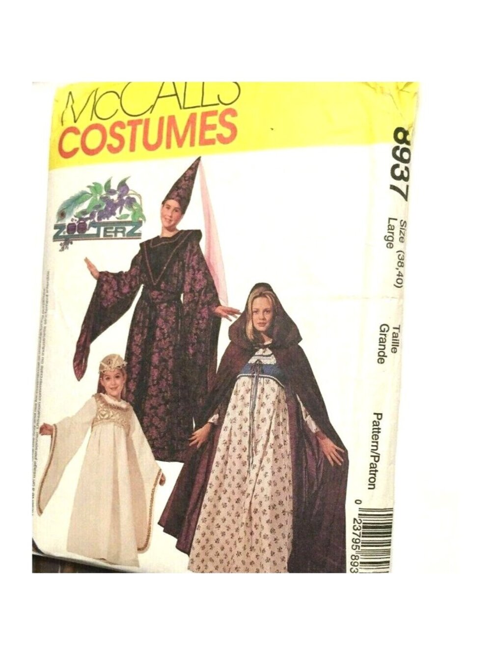 Vintage Sewing Pattern McCalls 8937 Miss Medieval Renaissance Costumes LG 38-40